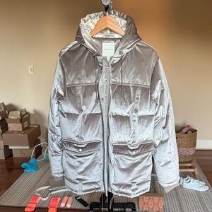 Avec Les Filles Metallic Silver Puffer Coat